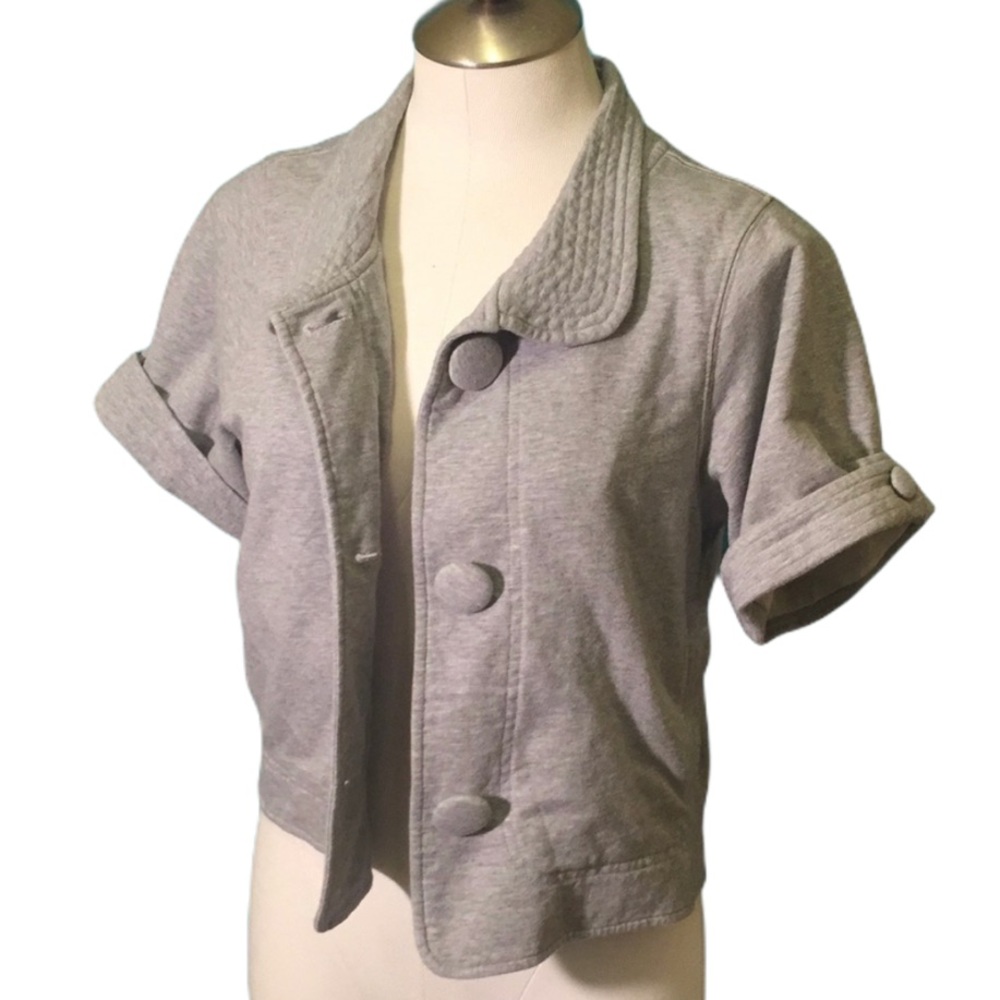 Fossil Gray Button Short Sleeve Jacket Size XS